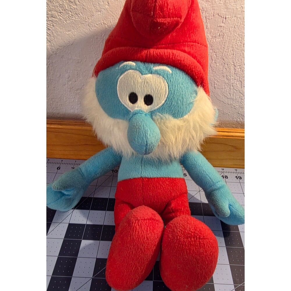 Papa Smurf Plush 12" The Smurfs 2010 Stuffed Animal Blue Red Toy